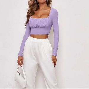 SHEIN - purple long sleeve crop top